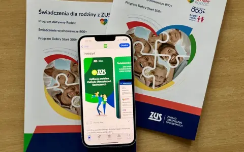 ZUS wspiera rodziny: świadczenie wychowawcze 800+ i Dobry Start 300+. Aplikacja mobilna ułatwia dostęp do informacji.
