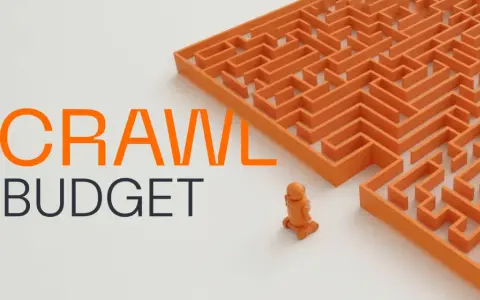 Pomarańczowy robot stoi przed labiryntem, symbolizując wyzwania związane z optymalizacją crawl budget.