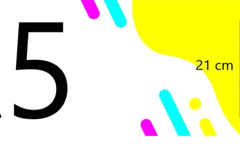 El tamaño A5, 14.8 x 21 cm, se muestra con un diseño vibrante y moderno.