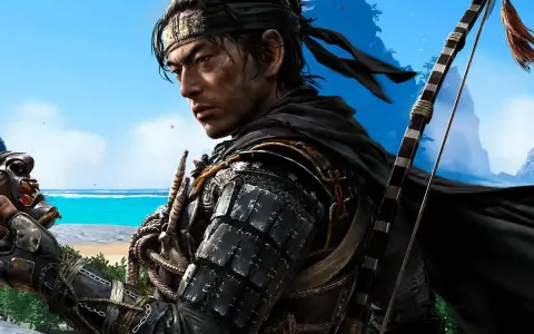 Samurái con arco y máscara, listo para la aventura. ¿cuanto dura Ghost of Tsushima? El juego ofrece muchas horas de exploración.
