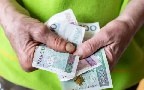 Dłonie trzymają polskie banknoty. Może to być pomoc z tytułu renta socjalna.