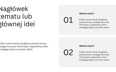 Szablon prezentacji, który pokazuje, jak zrobić plakat w PowerPoint. Zawiera nagłówek i pola na główne myśli z opisami.
