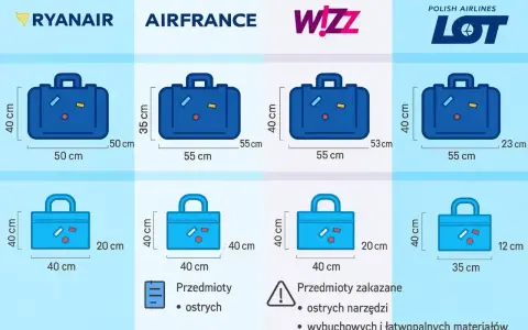 Wymiary bagażu podręcznego Air France: 35x55x25 cm. Porównanie z innymi liniami lotniczymi.