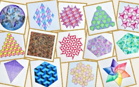 Bunte geometrische Muster, die an eine faszinierende Punktsymmetrie erinnern.