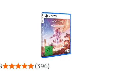 Caja del videojuego Horizon Forbidden West para PS5, con Aloy luchando contra un robot.