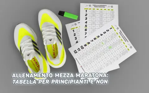 Scarpe da corsa e tabelle di allenamento per la mezza maratona, ideali per chi corre 2 volte a settimana.