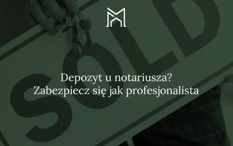 Klucze i tabliczka "SOLD" symbolizują transakcję. Depozyt u notariusza to bezpieczne rozwiązanie.