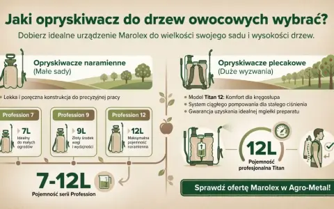 Porównanie opryskiwaczy naramiennych i plecakowych Marolex do opryskiwania drzew owocowych. Wybierz idealny model do swojego sadu.
