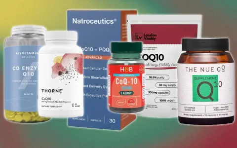 Plusieurs marques de suppléments de Coenzyme Q10, vantant leurs coenzyme q10 bienfaits pour l'énergie et la vitalité.