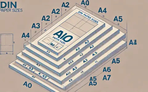 Diagrama de tamaños de papel DIN, apilados en orden descendente. Se muestra una hoja A0 en la parte inferior, con tamaños A1, A2, A3, A4 y A5 apilados encima. Cada hoja tiene su tamaño etiquetado. La medida cuartilla se relaciona con el tamaño A4.
