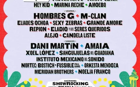 Cartel del festival Portamérica con nombres de artistas como Rigoberta Bandini, Dani Martín y Hombres G.