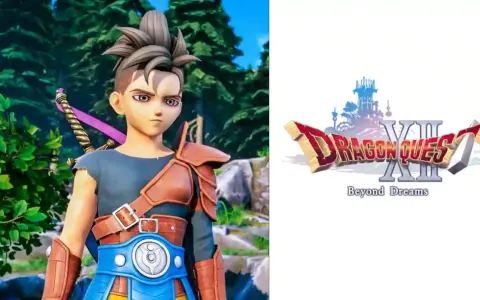 Joven guerrero con espada morada, listo para la aventura en Dragon Quest XII.