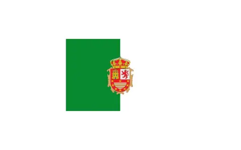 Zielona flaga z herbem, symbolizująca Fuerteventurę.