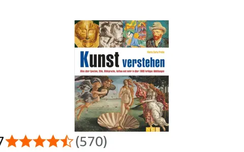 Buchcover "Kunst verstehen" mit verschiedenen Kunstwerken, die moderne Kunst merkmale illustrieren.