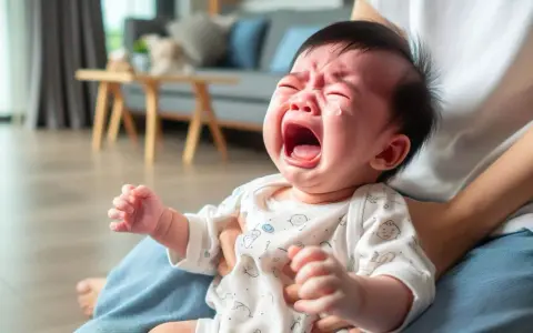 Un bebé enfadado llora desconsoladamente, con lágrimas en los ojos y la boca abierta.