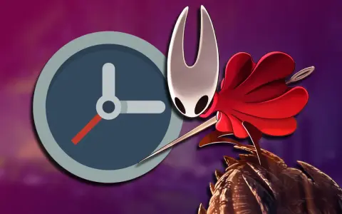 Reloj junto a Hornet de Hollow Knight. ¿Cuánto dura Hollow Knight? Averigua el tiempo de juego.