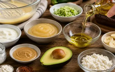 Ingrédients pour remplacer la crème au beurre : yaourt, compote, avocat, purée d'oléagineux, huile.