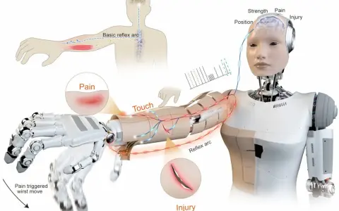 Un robot humanoïde simule un arc réflexe pour réagir à la douleur et aux blessures, un système roboratif pour une meilleure interaction.
