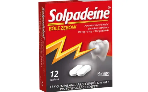 Solpadeine na bóle zębów. Ten lek zawiera paracetamol, kodeinę i kofeinę, co czyni go skutecznym środkiem przeciwbólowym.