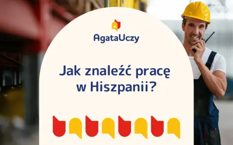 Uśmiechnięty pracownik w kasku i ogrodniczkach z krótkofalówką. Jak znaleźć pracę w Hiszpanii? AgataUczy.