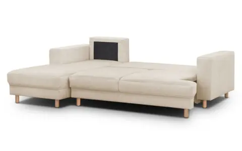 Canapé modulable beige clair, idéal pour un salon, avec une densité de 30kg/m3 pour un confort optimal.