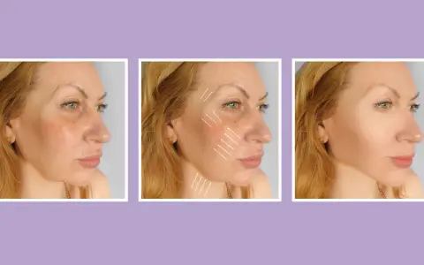 Prima e dopo: il trattamento con fili tensori di collagene migliora la pelle del viso, riducendo rughe e cedimenti.
