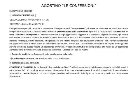 Le Confessioni di Sant'Agostino: un'opera che esplora l'io, la fede e la ricerca di sé, narrando il percorso spirituale dell'autore.