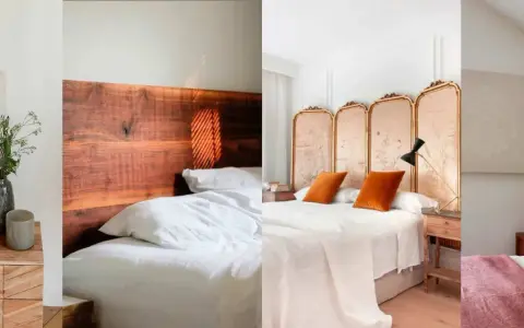 Ideas dormitorio rústico: camas con cabeceros de madera natural, telas suaves y detalles decorativos que evocan la naturaleza.
