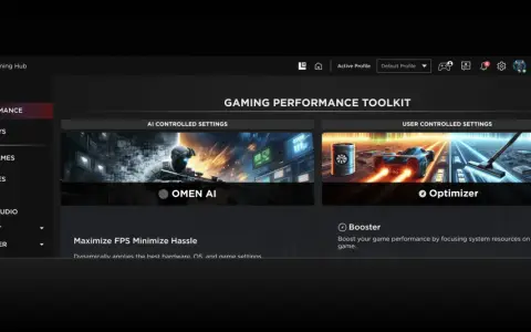 OMEN Gaming Hub: narzędzie do optymalizacji wydajności gier. Wybierz OMEN AI lub Optimizer, by zwiększyć FPS.