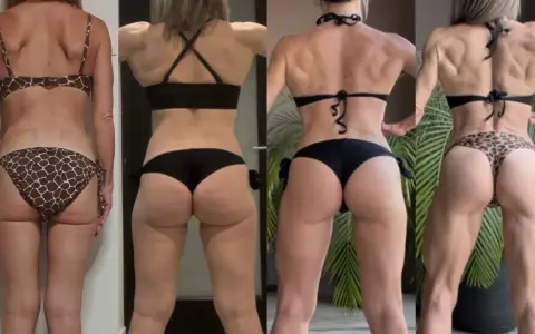 Comparaison avant/après : combien de temps pour voir les muscles fessiers se développer. Transformation physique impressionnante.