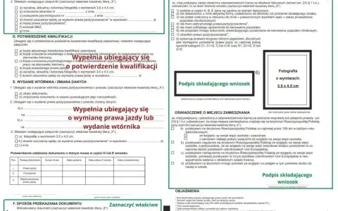 Formularz do odbioru prawa jazdy, wymiany dokumentu lub potwierdzenia kwalifikacji. Wypełnij go, aby złożyć wniosek.