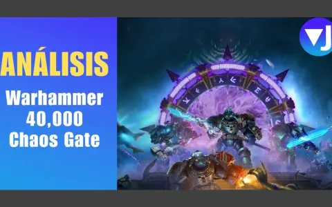 Análisis de Warhammer 40,000: Chaos Gate. Marines espaciales luchan contra el Caos cerca de un portal púrpura.