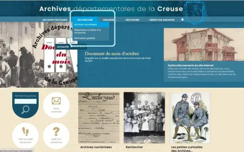 Archives départementales de la Creuse : explorez les archives de l'Ariège en ligne, découvrez des documents historiques et des curiosités.