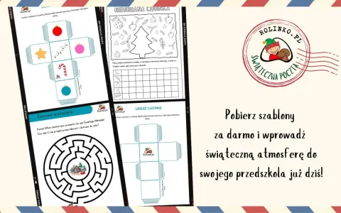 Szablony świąteczne do druku: kostki z ozdobami, labirynt z Elfami i zadanie z choinką. Stwórz magiczną atmosferę!