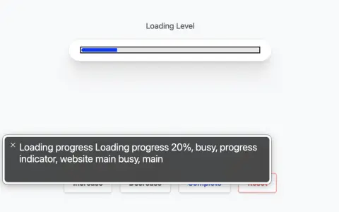 Wskaźnik postępu ładowania strony internetowej, html progress, pokazuje 20% postępu.