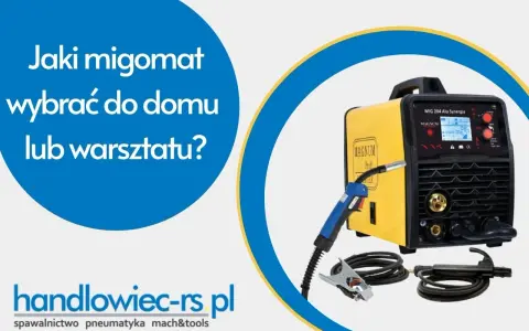 Jaki migomat wybrać? Porównanie spawarki Ideal z Magnum. Żółty migomat Magnum z uchwytem i akcesoriami.