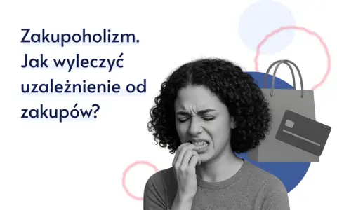 Zakupoholizm. Jak wyleczyć uzależnienie od zakupów? Kobieta zmartwiona, obok torba i karta płatnicza.