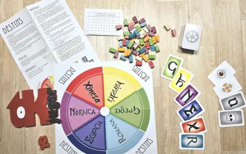 El **loco y rueda tarot** de Destins, con su rueda de mitologías y cartas, invita a la aventura.