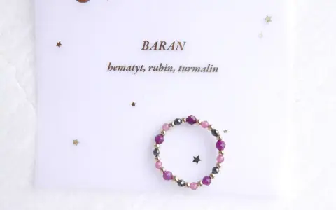 Pierścionek z hematytu, rubinu i turmalinu dla znaku zodiaku Baran.