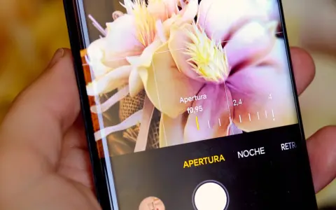 Fotografía con móvil de un ramo de flores, ajustando la apertura a f/0,95 para un efecto bokeh.