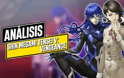 Análisis de Shin Megami Tensei V: Vengeance con dos personajes principales, uno con armadura azul y otro con uniforme escolar.