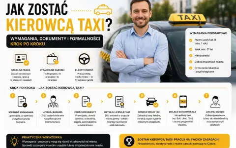 Chcesz zostać kierowcą taxi? Dowiedz się, jakie wymagania, dokumenty i formalności są potrzebne, by zacząć pracę.