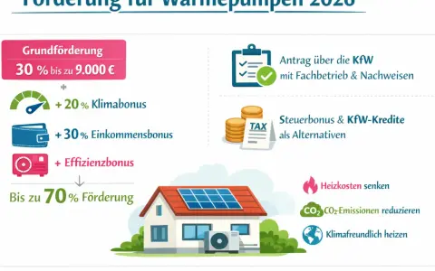 Fördermöglichkeiten für Wärmepumpen: Bis zu 70% Zuschuss, Klimabonus, Einkommensbonus, Effizienzbonus. Senkt Heizkosten und CO2-Emissionen.