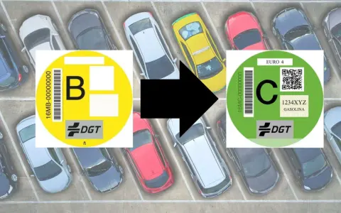 Comparación de etiquetas ambientales DGT: de la etiqueta B a la etiqueta C.