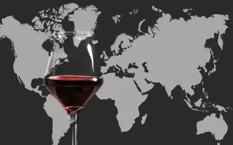 Ein Glas Rotwein vor einer Weltkarte. Die Vielfalt der Appellationen weltweit lädt zum Entdecken ein.