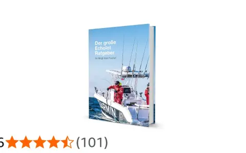 Buchcover "Der große Echolot Ratgeber", das zeigt, wie funktioniert ein echolot auf einem Angelboot.