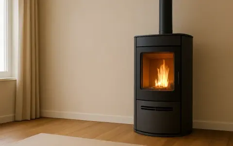Stufa a pellet moderna con fiamme vive, un vero bonus per un ambiente caldo e accogliente.