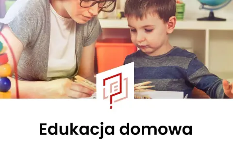 Kobieta z okularami pomaga chłopcu w nauczaniu domowym podstawówka. Razem wykonują zadanie z klamerkami.