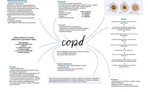 COPD: Husten, Atemnot, Lungenemphysem. Bei COPD kann es zu Wassereinlagerungen kommen, was die Symptome verschlimmert.