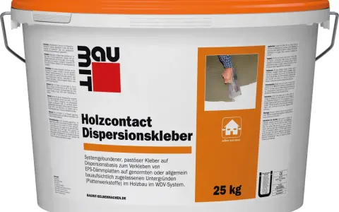 Baumit Holzcontact Dispersionskleber: pastöser Kleber zum Verkleben von EPS-Dämmplatten. Ideal zum Styropor kleben im Holzbau, innen und außen. 25 kg.
